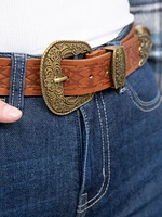 Women's Brown Western PU Belt