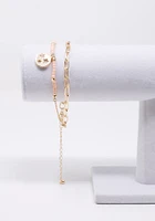 Women's Peach Bead Gold Chain Anklet