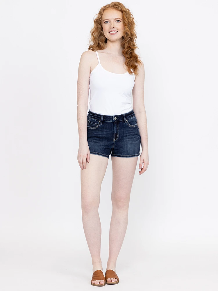 Women's Multi Thread Thick Stitch Dark Wash Shortie