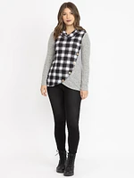 Women's Plaid Cowl Neck Tunic