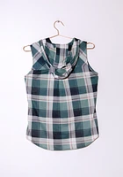 Women's Sleeveless Plaid Hoodie