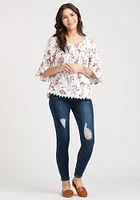 Women's Floral Bell Sleeve Top