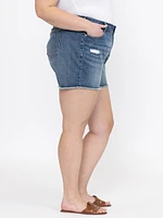 Women's Plus Frayed Hem Denim Shortie wi