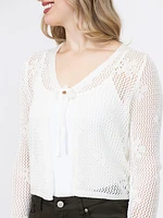 Women's Daisy Stitch Tie Front Cardigan