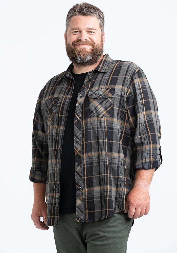 Men's Roll Sleeve Plaid Shirt