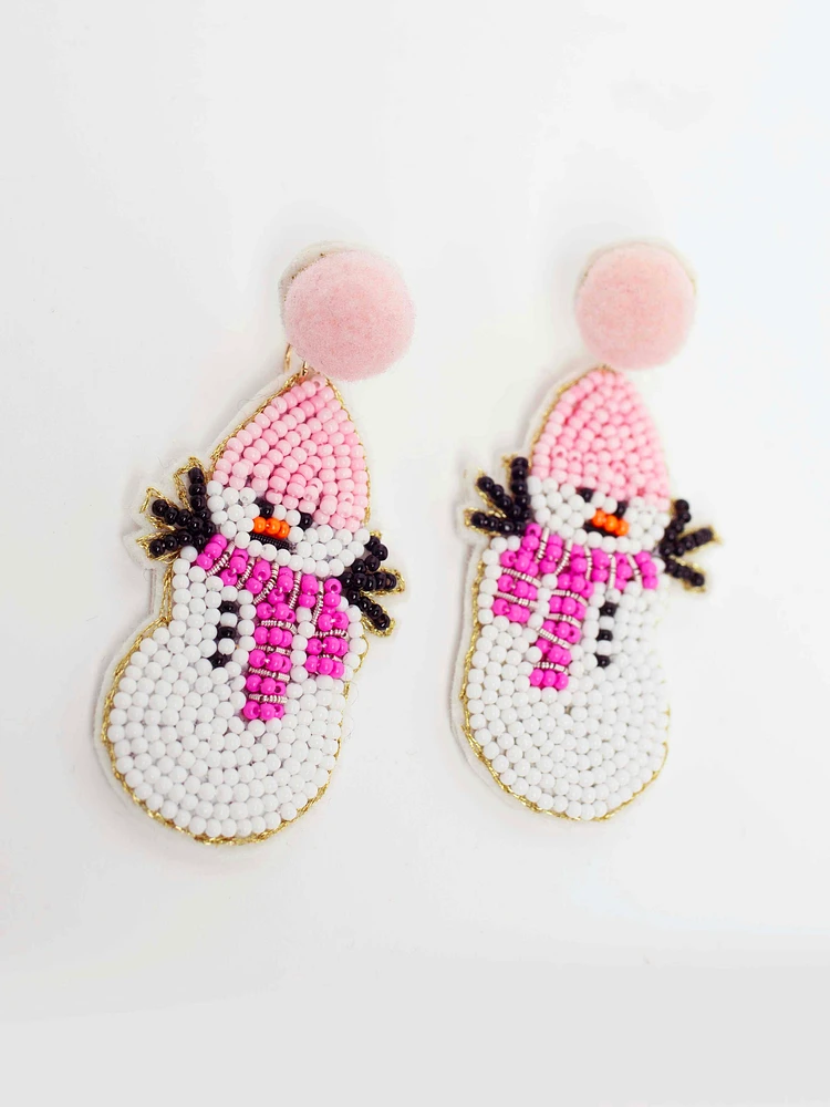 Women's Snowman Beaded Earrings