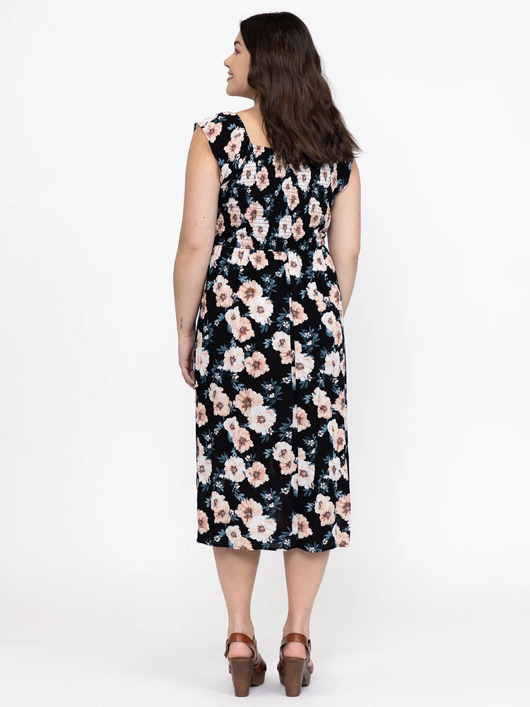 Women's Ruched Midi Dress