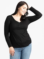 Women's Ribbed Henley Tee