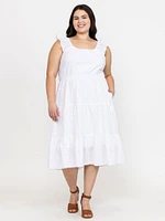 Women's Eyelet Tiered Midi Dress