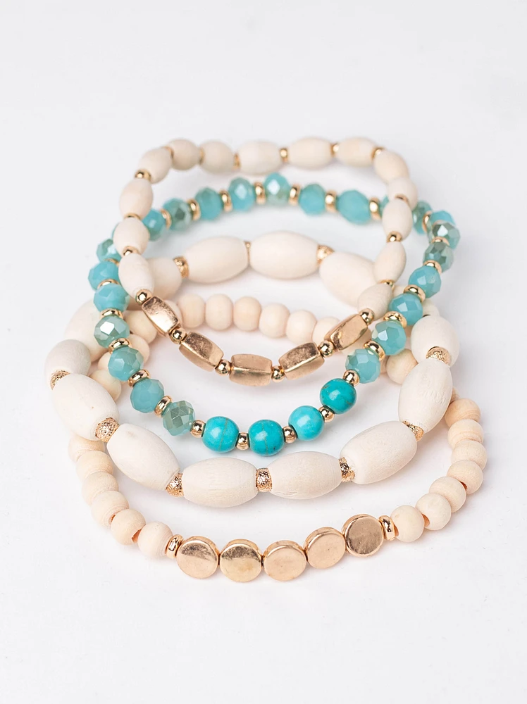 Women's Wood Bead Stretch Bracelets