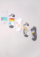 5Pk Care Bears Retro Rainbow No Show Socks