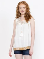 Women's Embroidered Peasant Tank