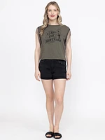 Women's Call The Shots Fringe Muscle Tee