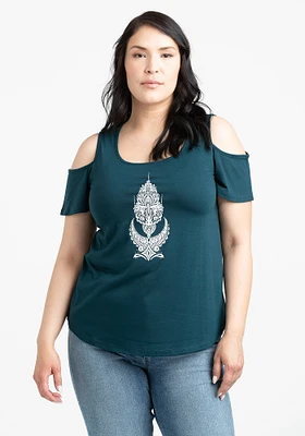 Women's Mandala Cold Shoulder Tee