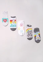 5Pk Care Bears Retro Rainbow No Show Socks