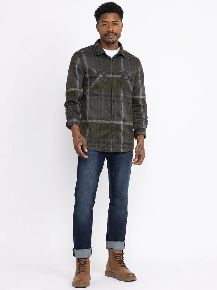 Men's Plaid Knit Flannel Shirt