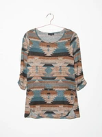 Women's Printed Side Button Top