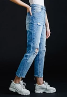 Women's High Rise Destroyed Ankle Mom Jean