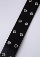 Women's Silver Grommet Black PU Belt