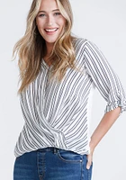 Women's Stripe Cross Front Top