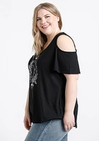 Women's Celestial Cold Shoulder Tee