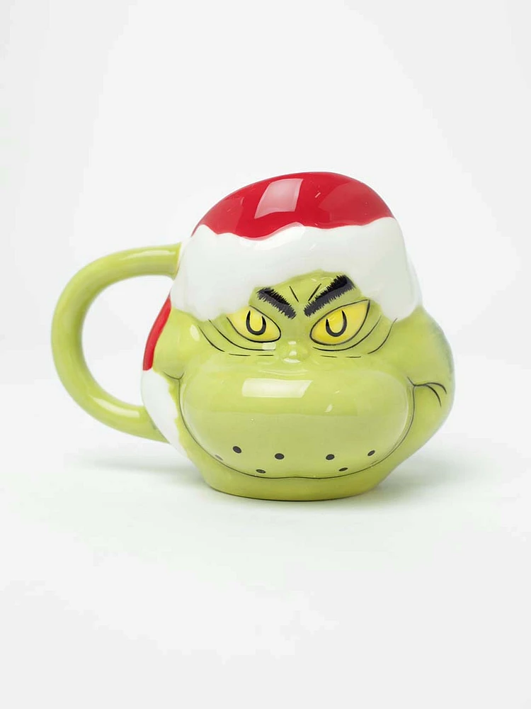 Grinch Santa Hat Sculpted Mug