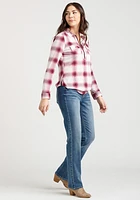 Women's Half Zip Plaid Shirt