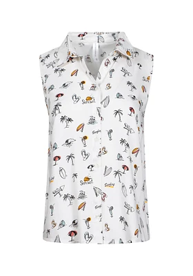 Women's Beach Print Sleeveless Shirt