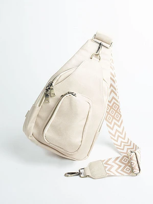 Women's Sling Bag with Woven Strap