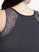 Women's Washed Tank With Lace