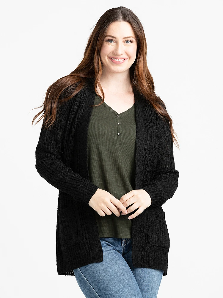 Women's Ribbed Boucle Cardigan