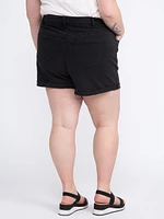 Women's Plus High Rise Black Denim Shortie