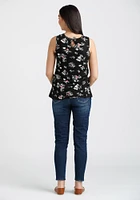 Women's Floral Crochet Neck Tank