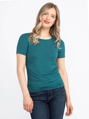 Women's Crew Neck Side Ruched Tee