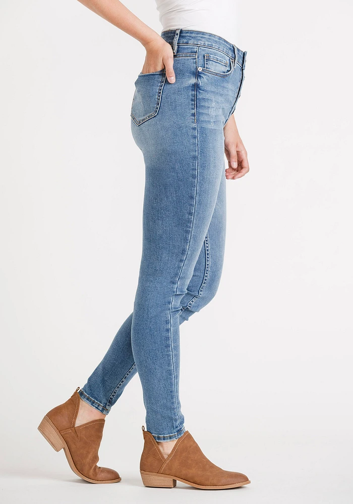 Women's Exposed Button Fly Skinny Jeans