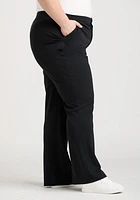 Women's Plus High Rise Black Crepe Knit Wide Leg Pant