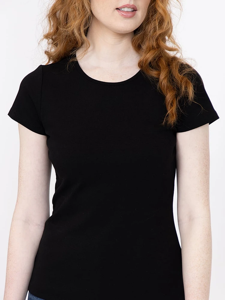 Women's Ribbed Crew Neck Tee