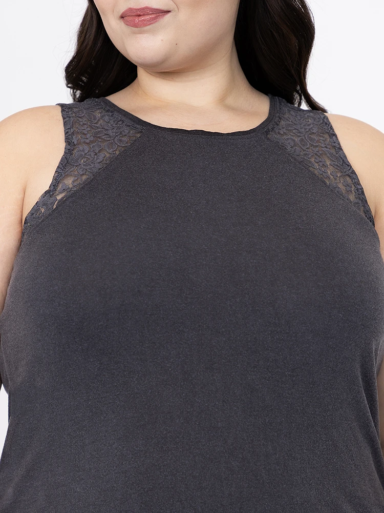 Women's Washed Tank With Lace