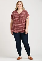 Women's Geo Half Zip Blouse