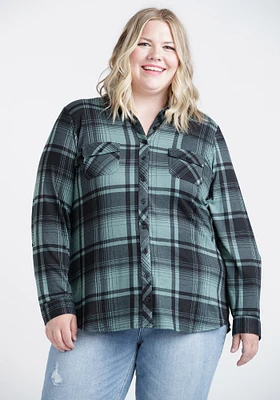 Women's Brushed Knit Plaid Shirt