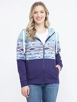 Women's Geo Colour Block Zip Hoodie