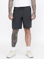 Athletic Grey Nylon Cargo E-Waist Short