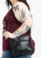 Women's Black Croco Cross Body Hand Bag