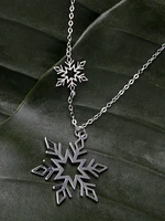 Women's Double Snowflake Charm Necklace