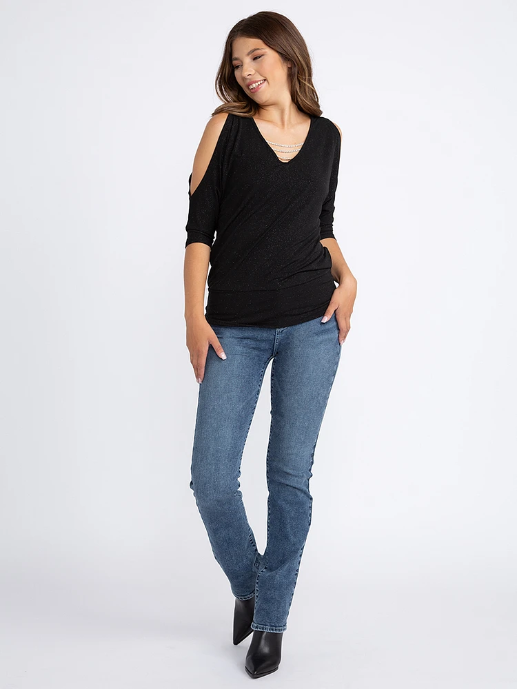 Women's Shimmer Split Sleeve Top