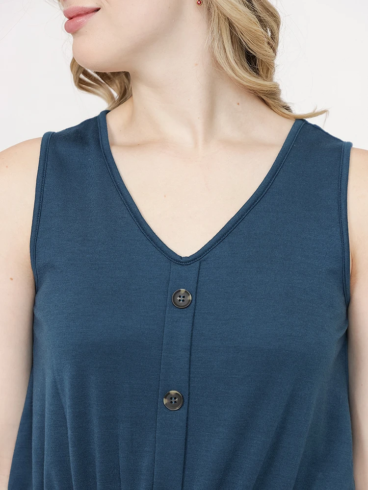 Women's Button Front Midi Dress