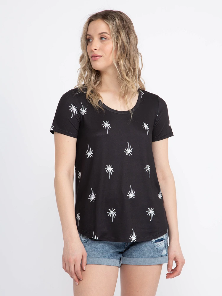 Women's Palm Tree Scoop Neck Tee