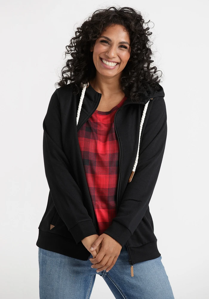 Women's Solid Zip Hoodie