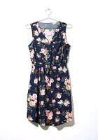 Women's Floral Half Button Dress
