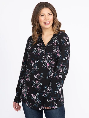 Women's Half Button Tunic Blouse